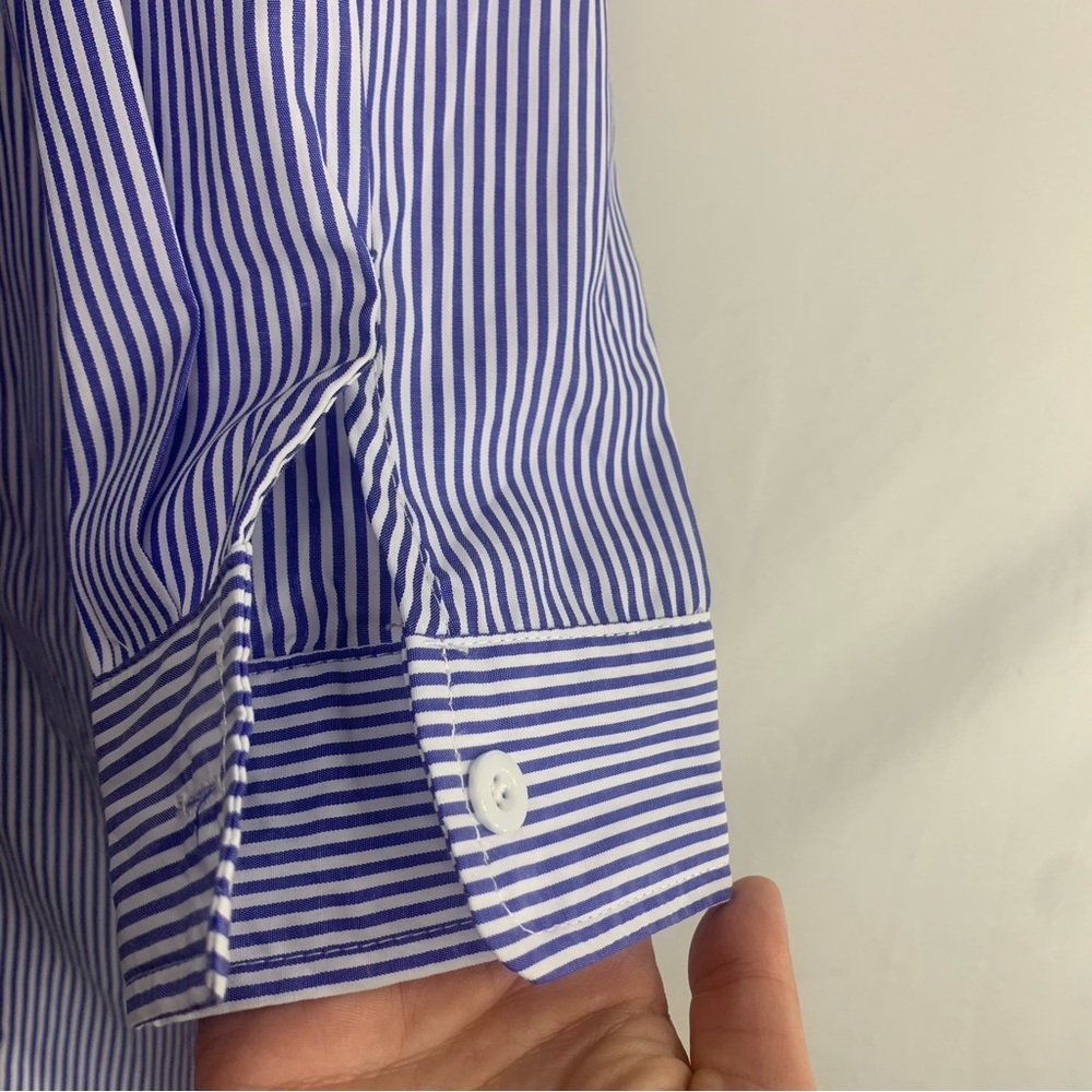 Boohoo Embroidered Detail Striped Shirt Button Down Dress, size 10 - Picture 9 of 13